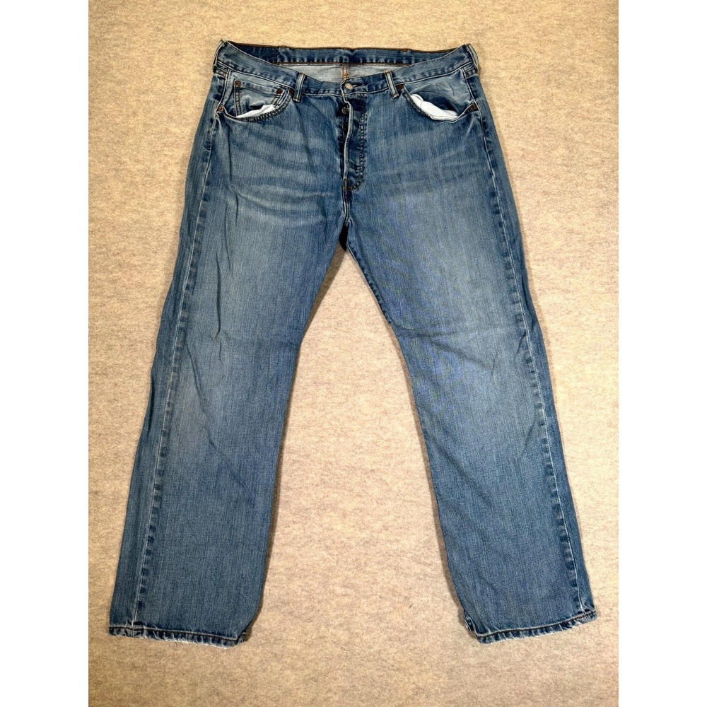 Levis 501 Original Fit Jeans Mens 38x30 Blue Denim High Rise Cotton Straight Leg